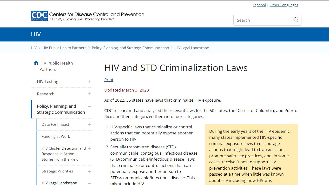 HIV and STD Criminalization Laws | Law | Policy and Law | HIV/AIDS | CDC