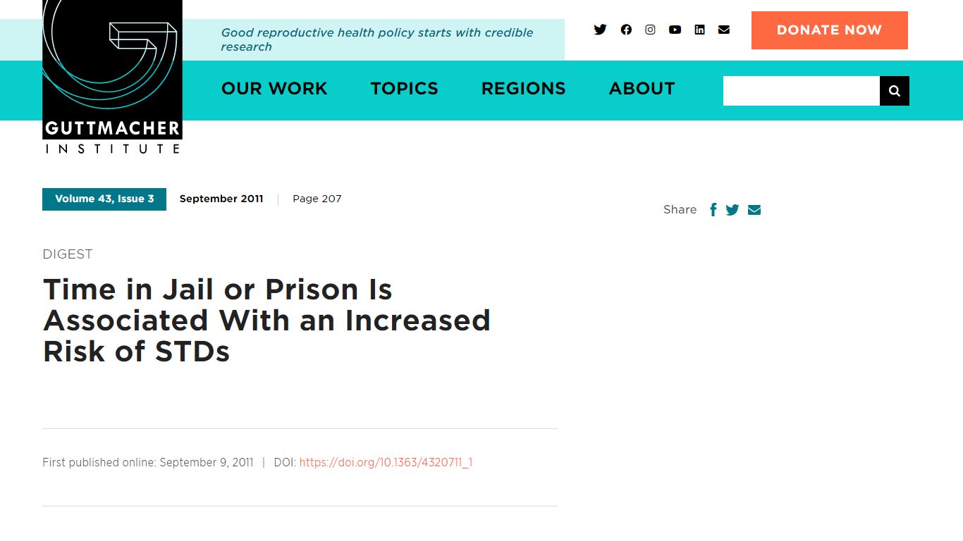 Time in Jail or Prison Is Associated With an Increased Risk of STDs